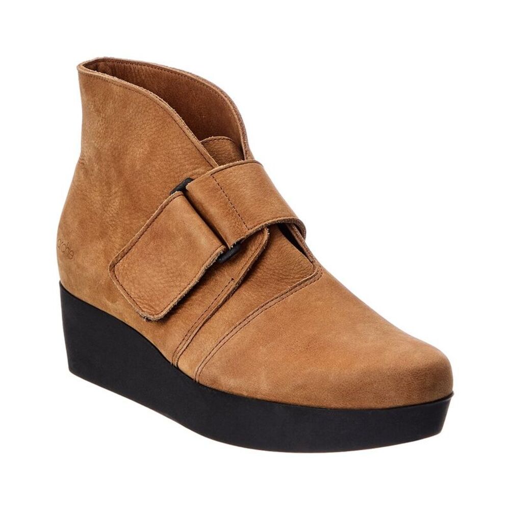 Arche Fujhey Leather Wedge Sneaker, Brown